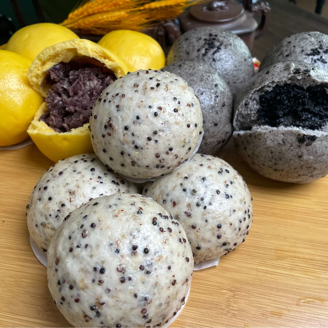 老面馒头（混合装）黑芝麻花生碎4个南瓜红豆4个三色藜麦4个（12个装