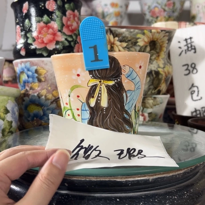 景德镇手绘花盆满38包邮偏远地区除外