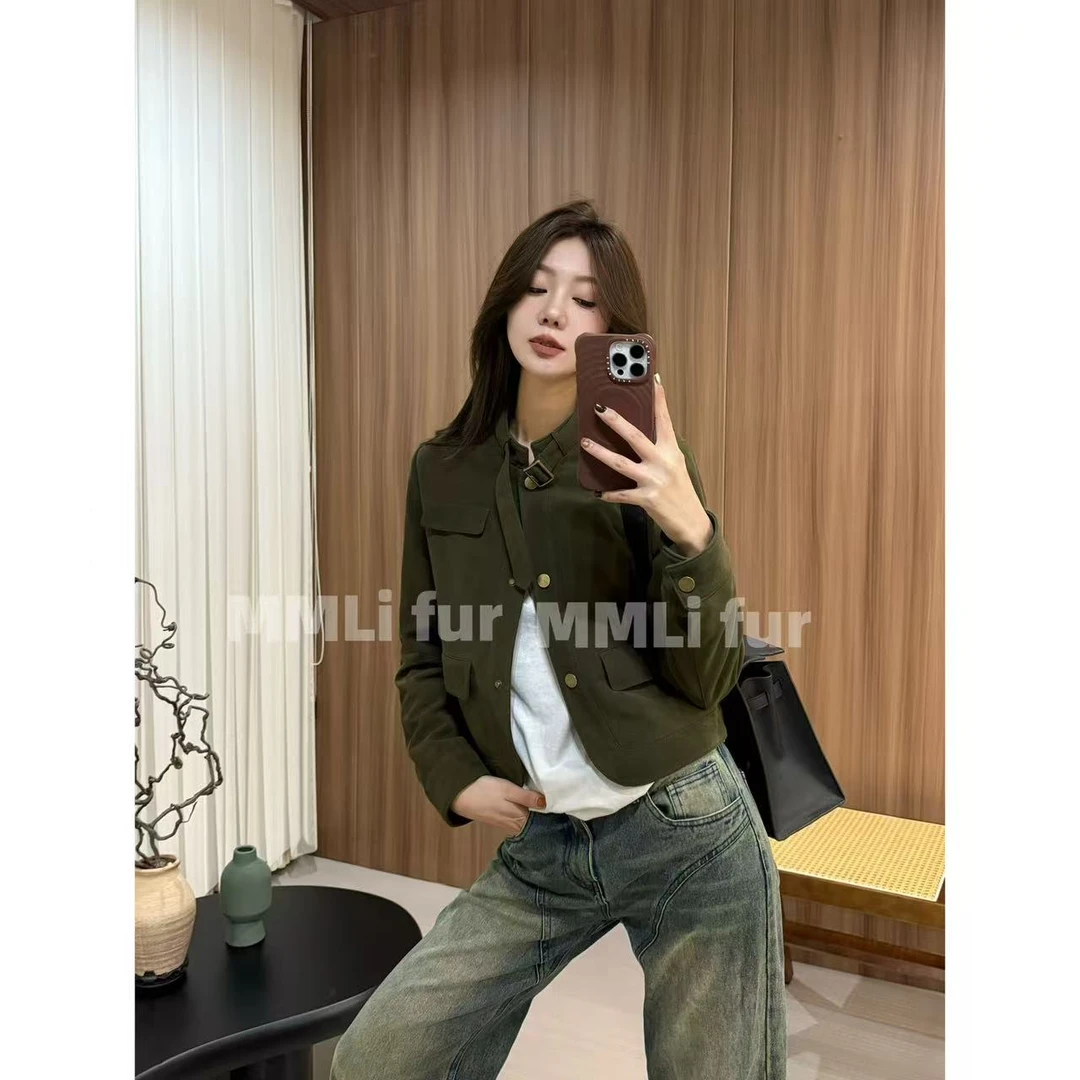 【萌萌里】MMLi CLOTHES｜春款植鞣皮半油蜡绵羊皮外套 mm99239