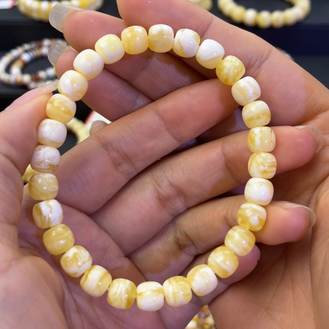 琥珀未镶嵌珠宝奇石瓷白虎皮7.5