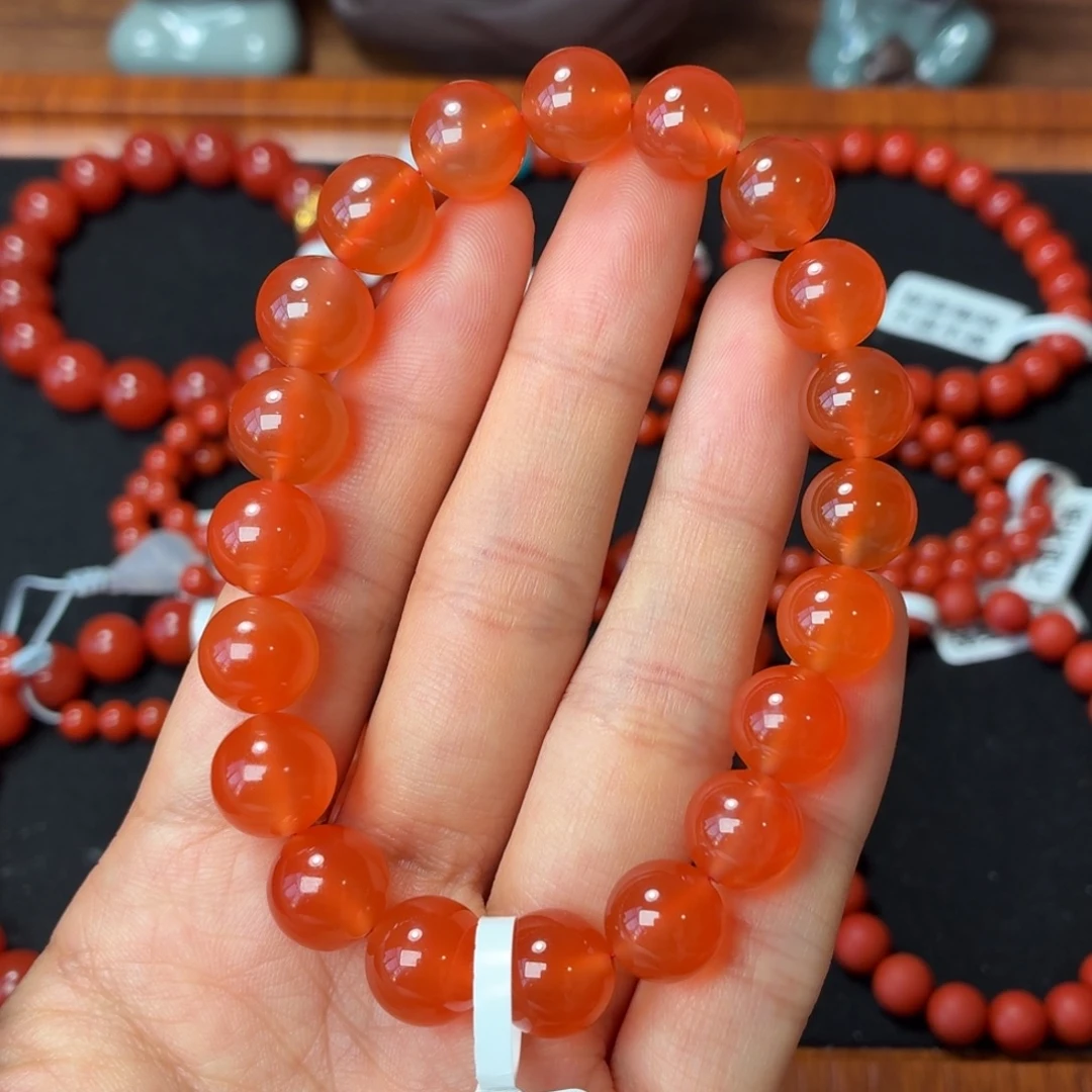 南红玛瑙未镶嵌手串保山原矿南红小庄冰橘卡10+