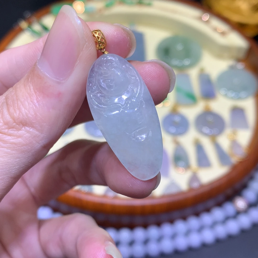 翡翠吊坠(不含链)18K金镶嵌