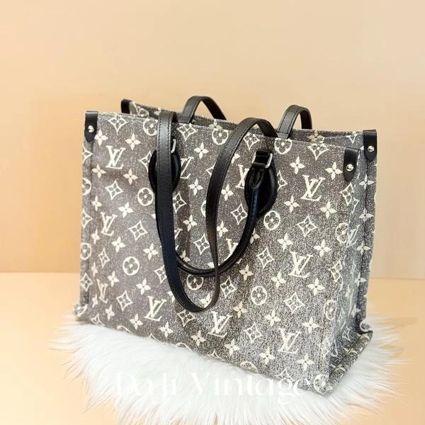 大吉中古/LV路易威登onthego灰色牛仔布老花中号手提单肩包