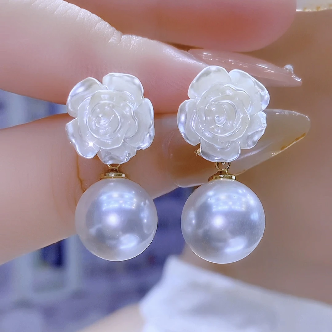 铜合金仿珍珠耳饰 925银针超仙温柔甜美时尚耳环07232