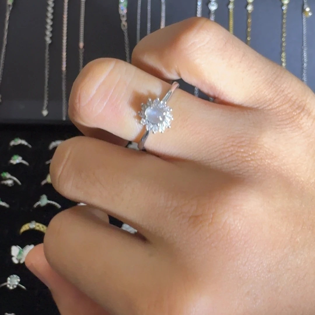 翡翠银S925镶嵌戒指缅甸翡翠A货高冰玻璃蛋面