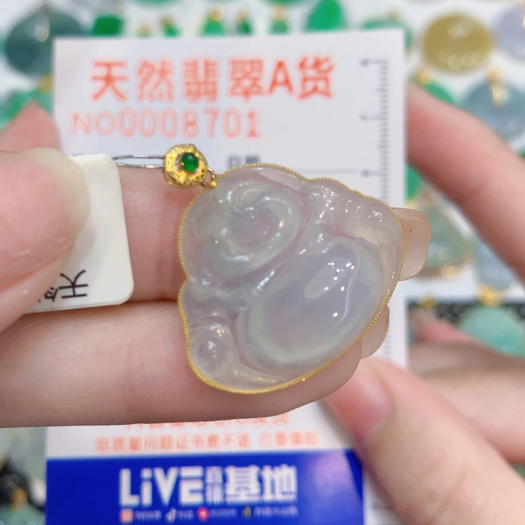翡翠18K金镶嵌颈饰佛公