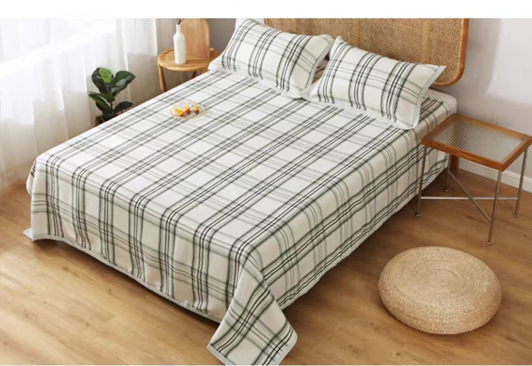 不挑色色织格子纯棉柔软空调被单人床床单尺寸约140*200