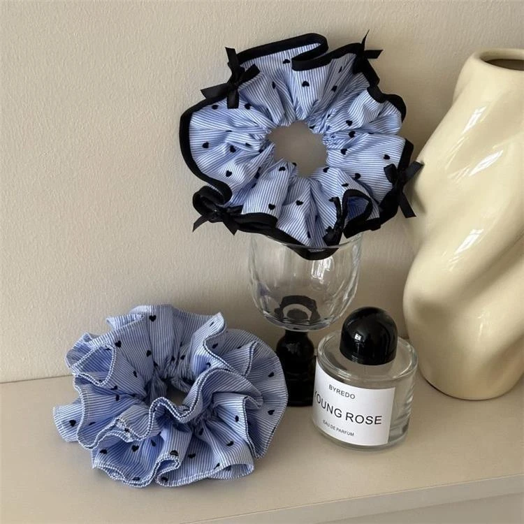 法式轻奢风黑色包边蝴蝶结发圈夏季新款爱心波点发饰时尚百搭头饰