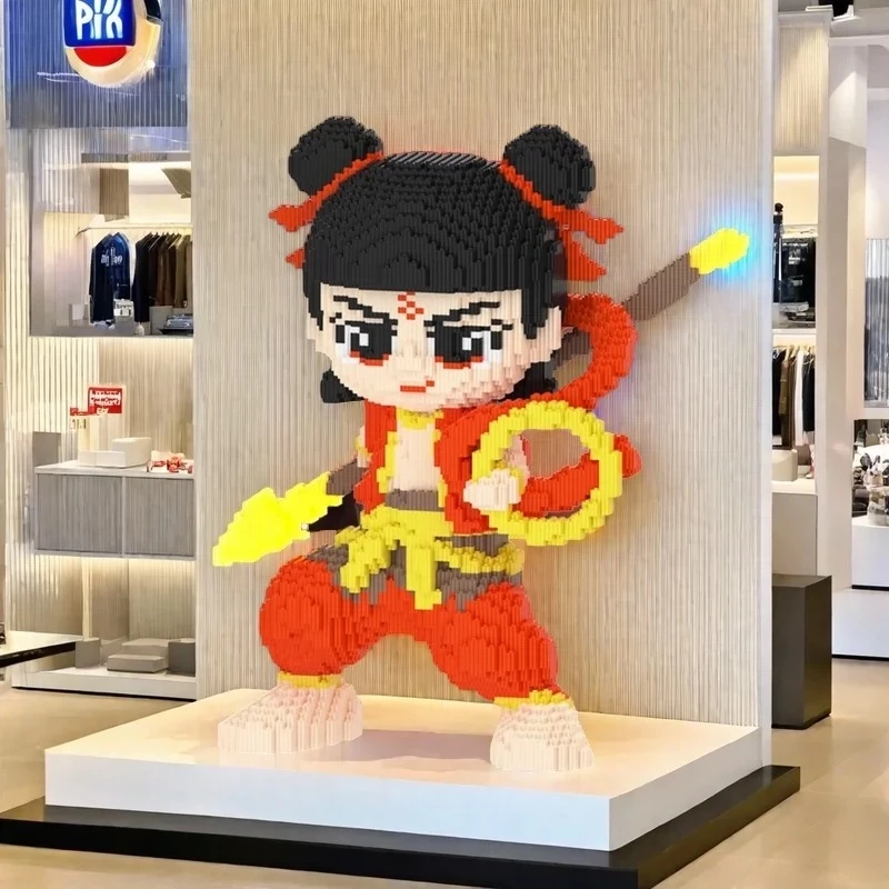 【0.8大颗粒】夜光哪吒三太子敖丙益智拼装积木玩具男女孩礼物摆件