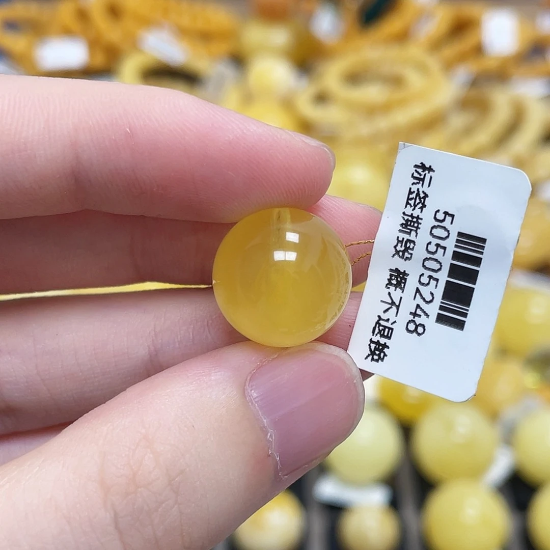 蜜蜡未镶嵌珠宝奇石圆珠满蜜浓蜜15m m