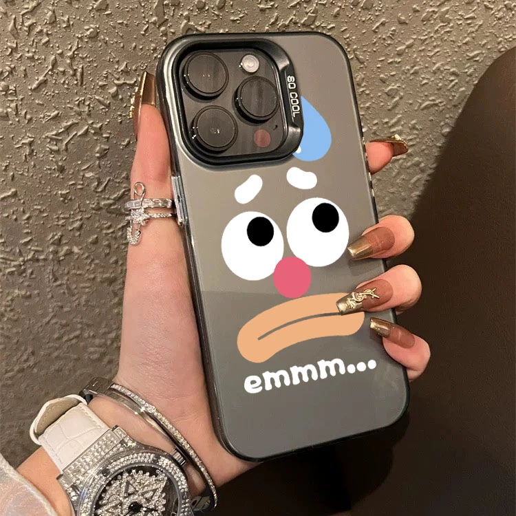 彩银丑鱼表情适用苹果16ProMax手机壳15Pro苹果iPhone17男14女13P