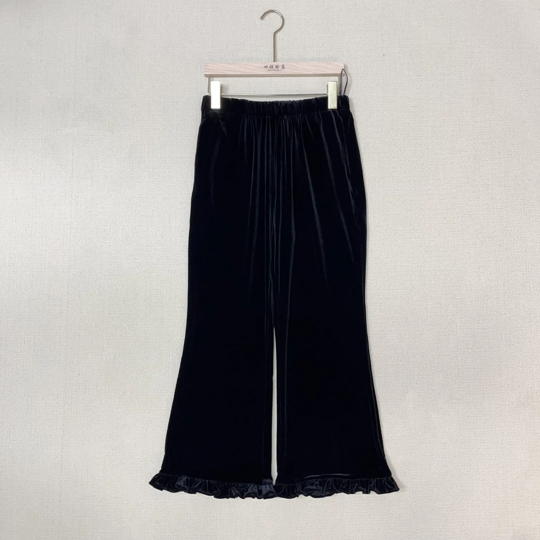 【四姐家】裤脚花边丝绒长裤 1129