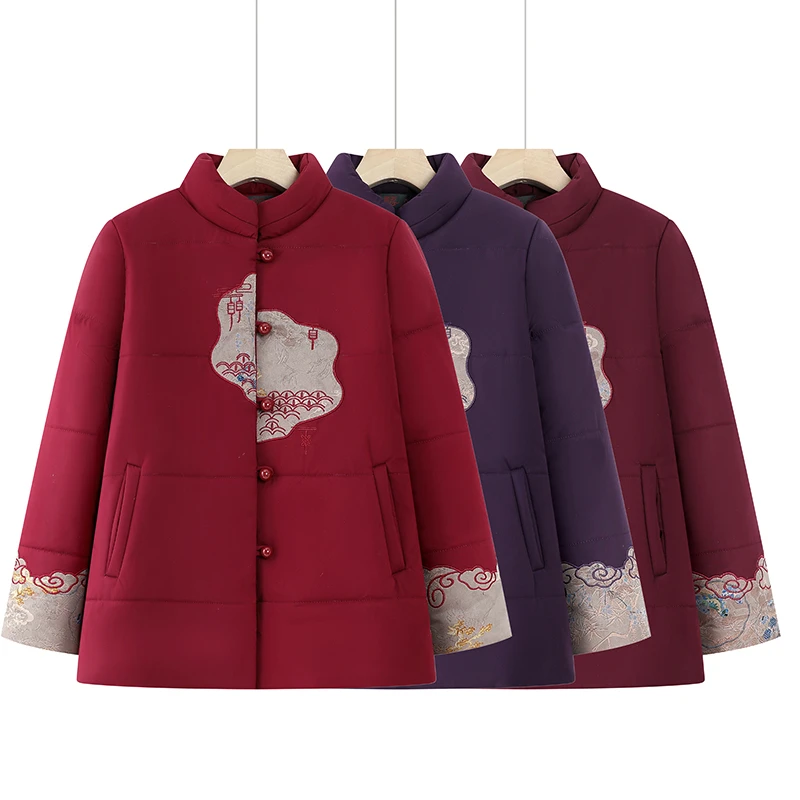 老年人棉衣女奶奶冬装加绒加厚棉袄唐装过年妈妈保暖外套太太衣服