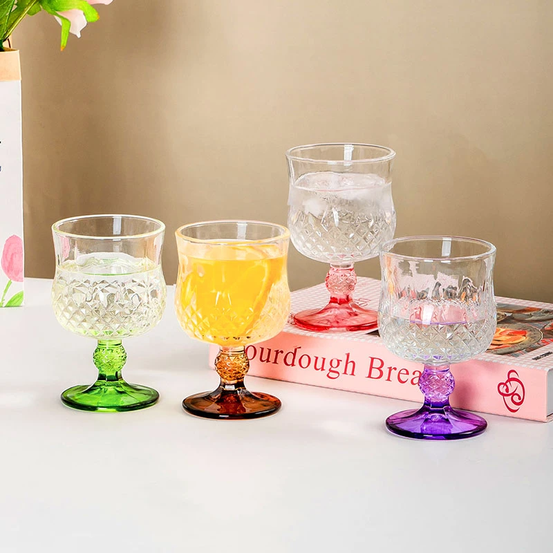 【4色】ins欧式高颜值加厚玻璃杯鸡尾酒杯高脚杯家用水杯子