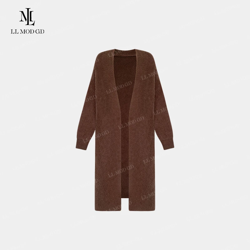 心镜 秋冬慵懒风连帽针织衫女简约百搭时尚气质开衫LLYL-253207