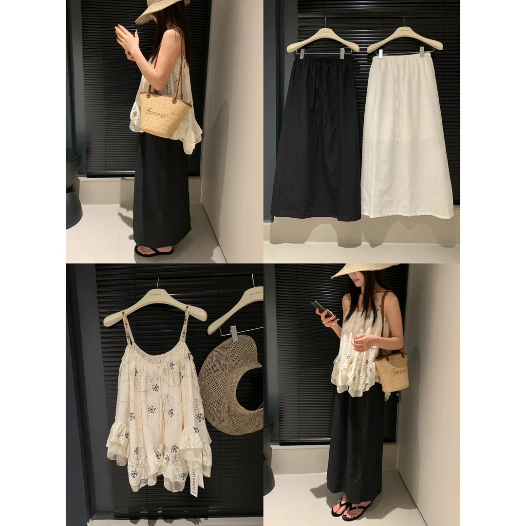 新！度假风氛围感重工刺绣吊带下摆层次感小衫