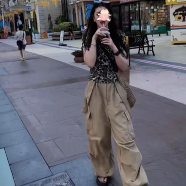 大萍子家 休闲工装裤可拆卸背带百搭洋气春季裤子185