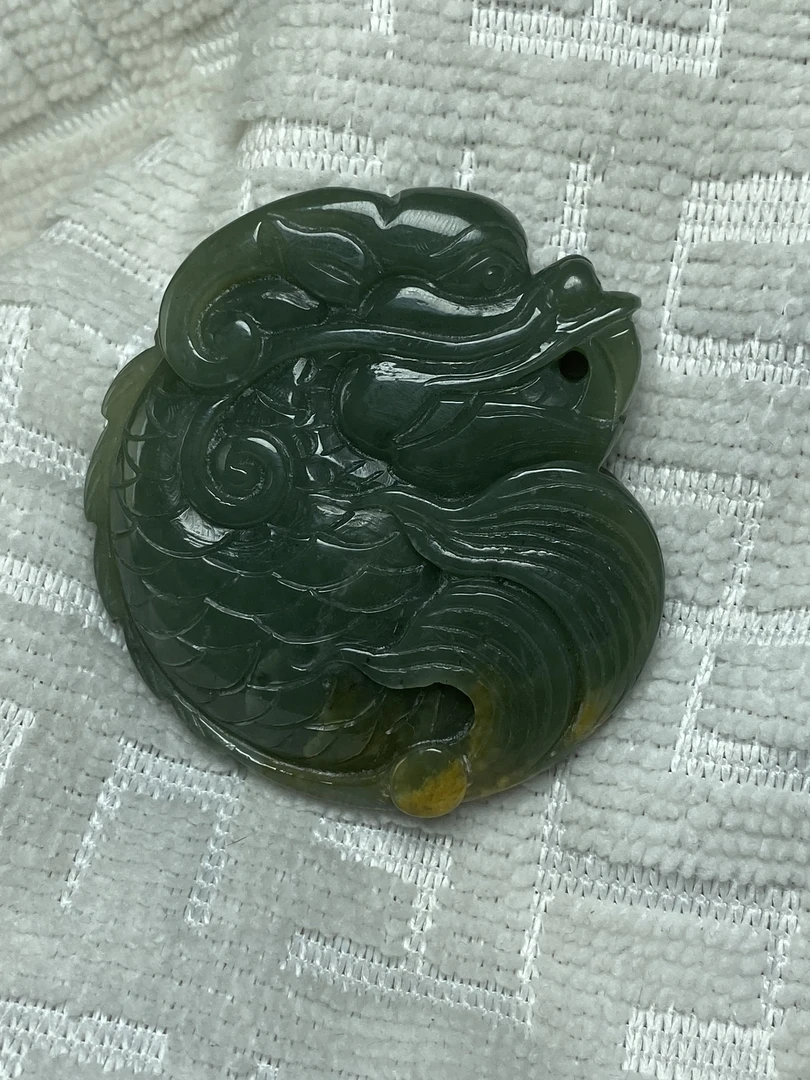 析木河磨玉龙鱼手把件 鱼化龙吊坠手把件龙扣手把件