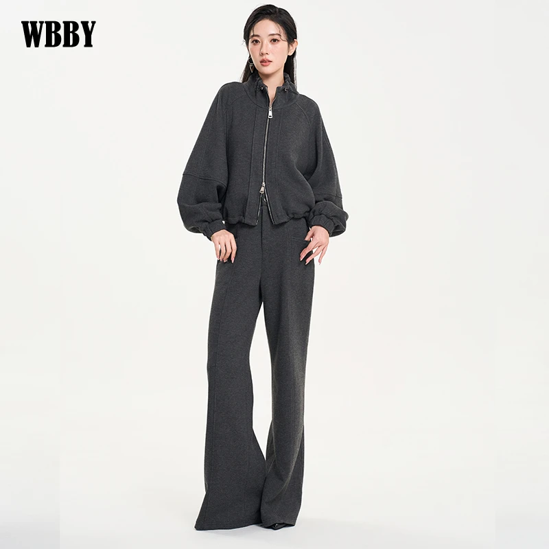 2026春秋季新款套装卫衣女醋酸羊毛面料休闲时尚简约休闲裤短外套