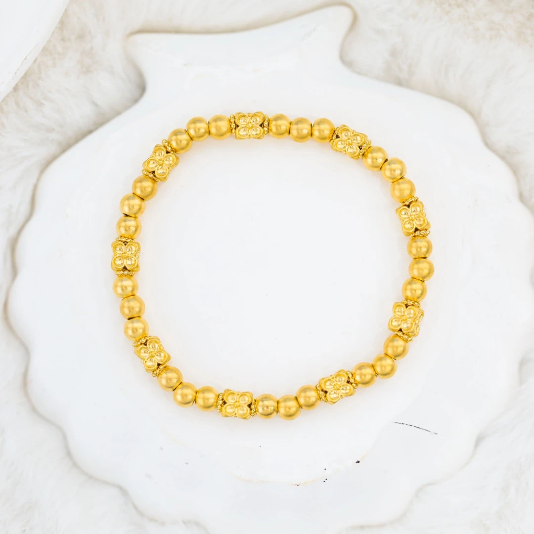 爱一IBELOVE 足金999 古法珠四叶草手链/串气质轻奢时尚百搭