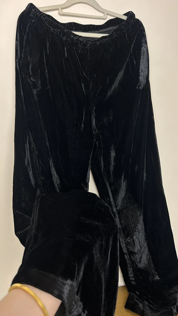 丝绒休闲裤女高腰显瘦直筒阔腿裤时尚百搭长裤