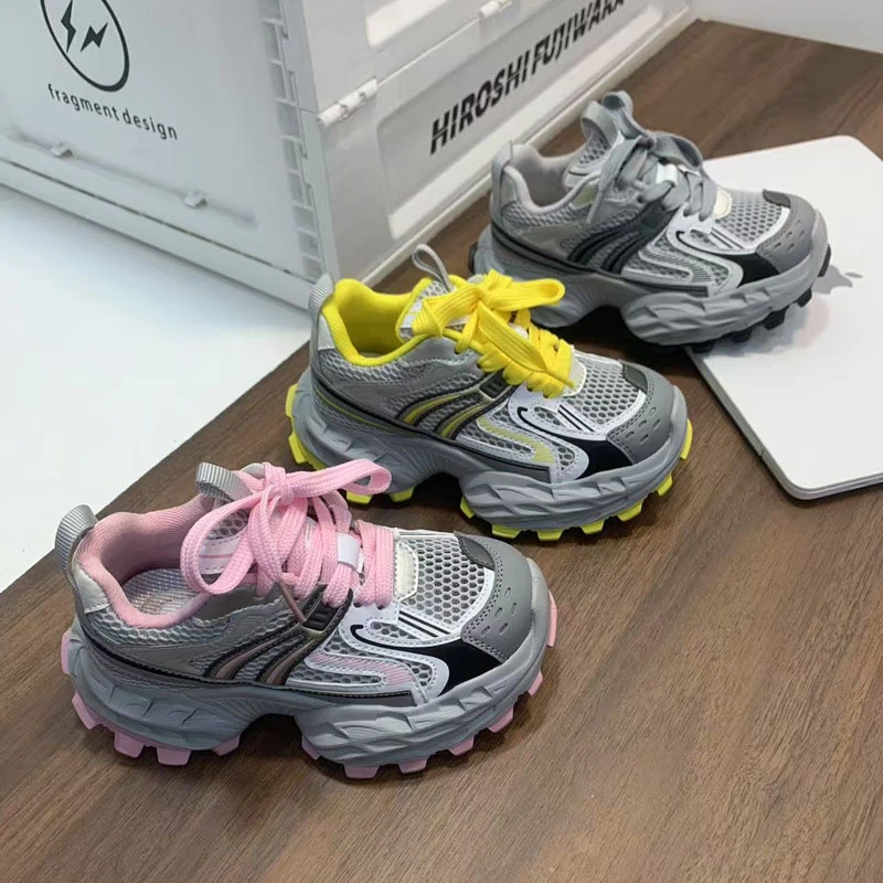 时尚透气厚底韩版女童老爹鞋2025春夏新款单网透气男童百搭运动鞋