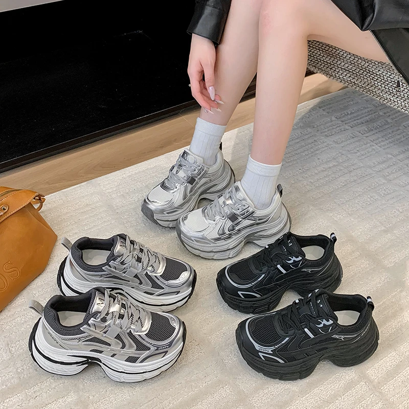 【芙俪兰】6公分增高厚底老爹鞋秋季新款系带运动鞋休闲鞋FLL0809