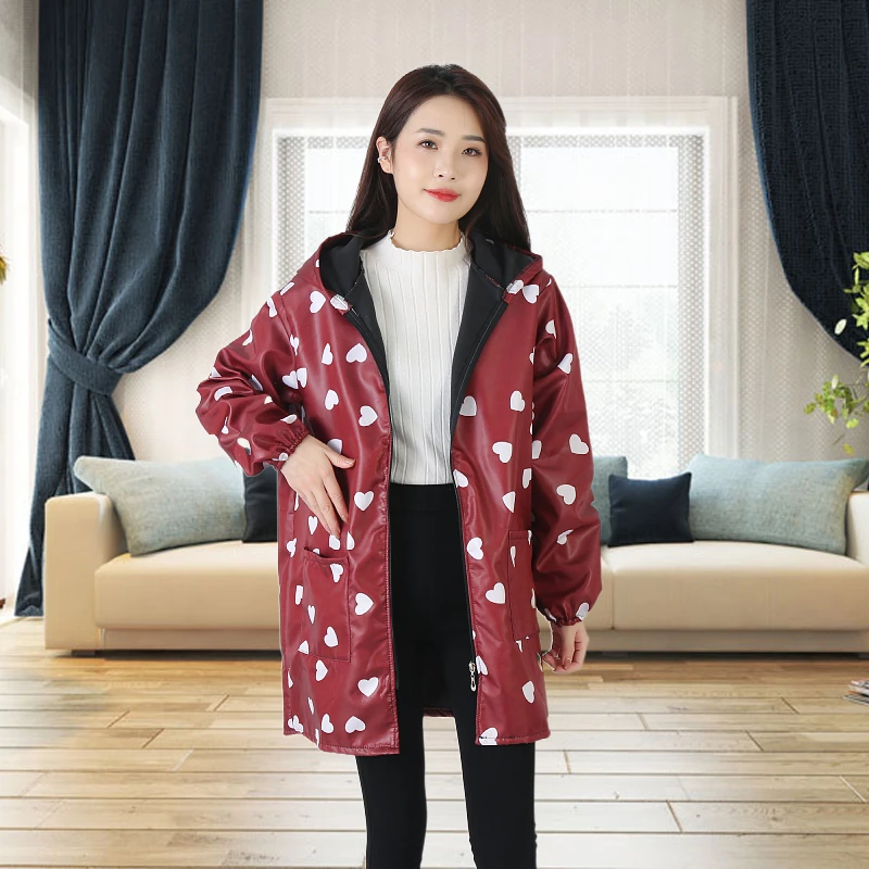 加绒罩衣工作服心形印染防油防水长袖拉链防泼水围裙耐脏耐磨耐穿