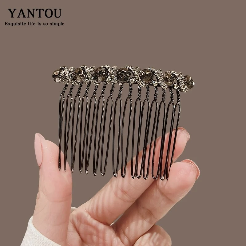 水钻倒插梳无痕发卡刘海夹高端盘发神器简约发夹女后脑勺卡子头饰