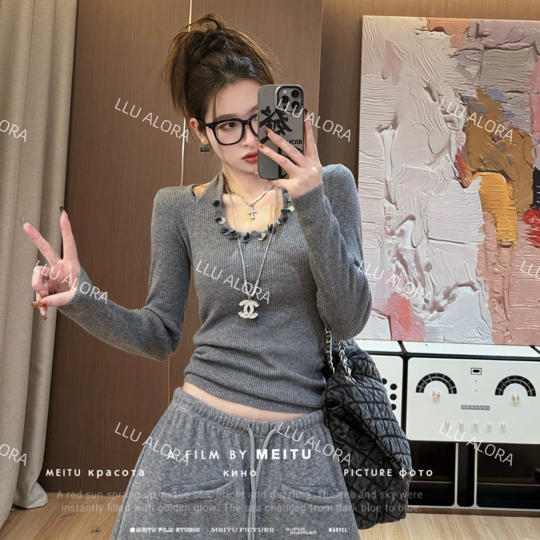 秋款修身显瘦针织衫重工打底衫 LLU-51228