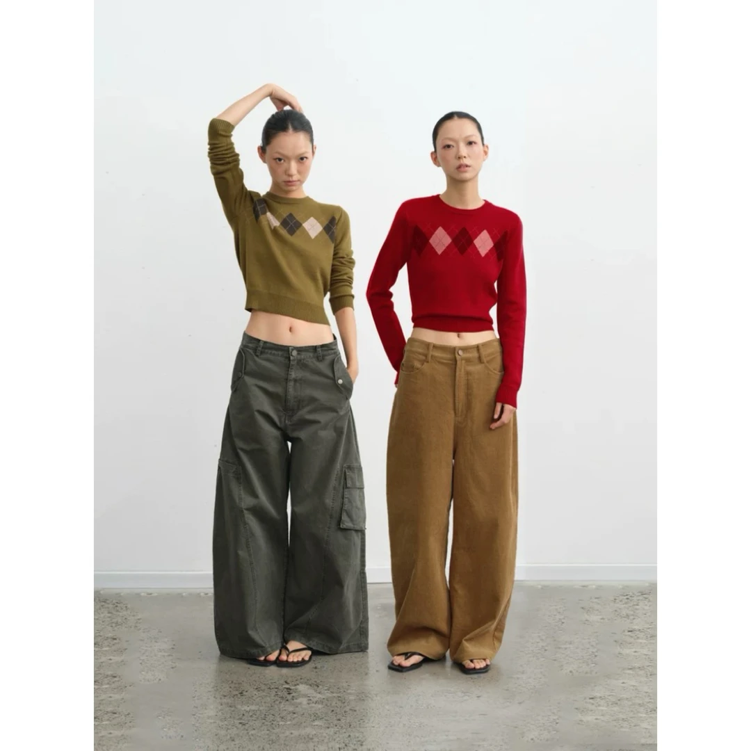 LINY LIBERTY 25AW 复古设计感菱格针织短款毛衣W16259051