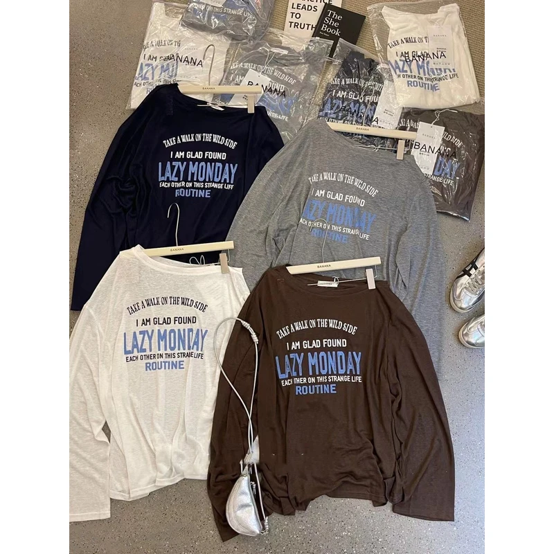 【ZHAP】斜肩雪花棉防晒罩衫女夏季长袖t恤chic通勤休闲盐系宽松