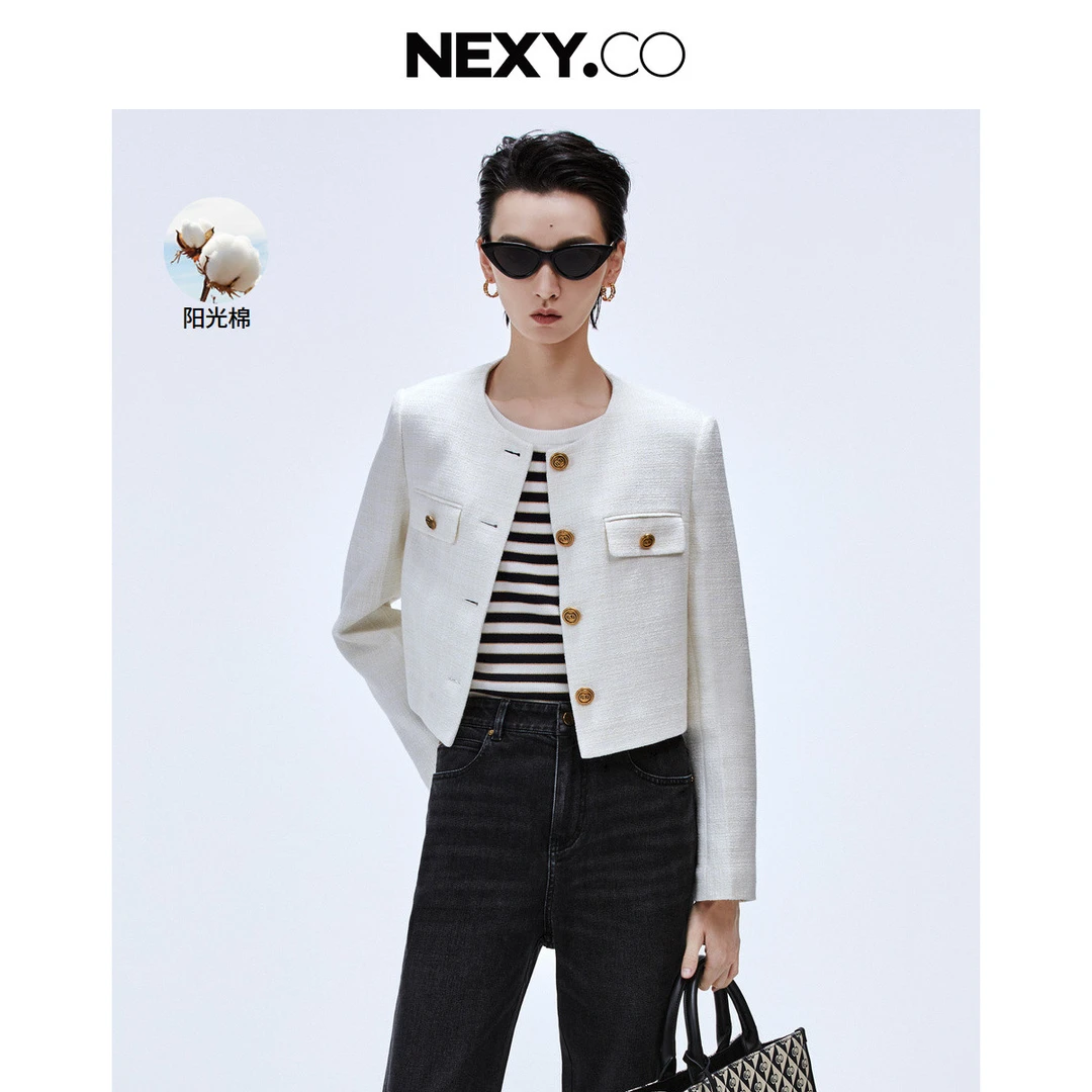 【婷婷专属】NEXY.CO/奈蔻【严选精梳棉】小香风复古外套XC00254V0
