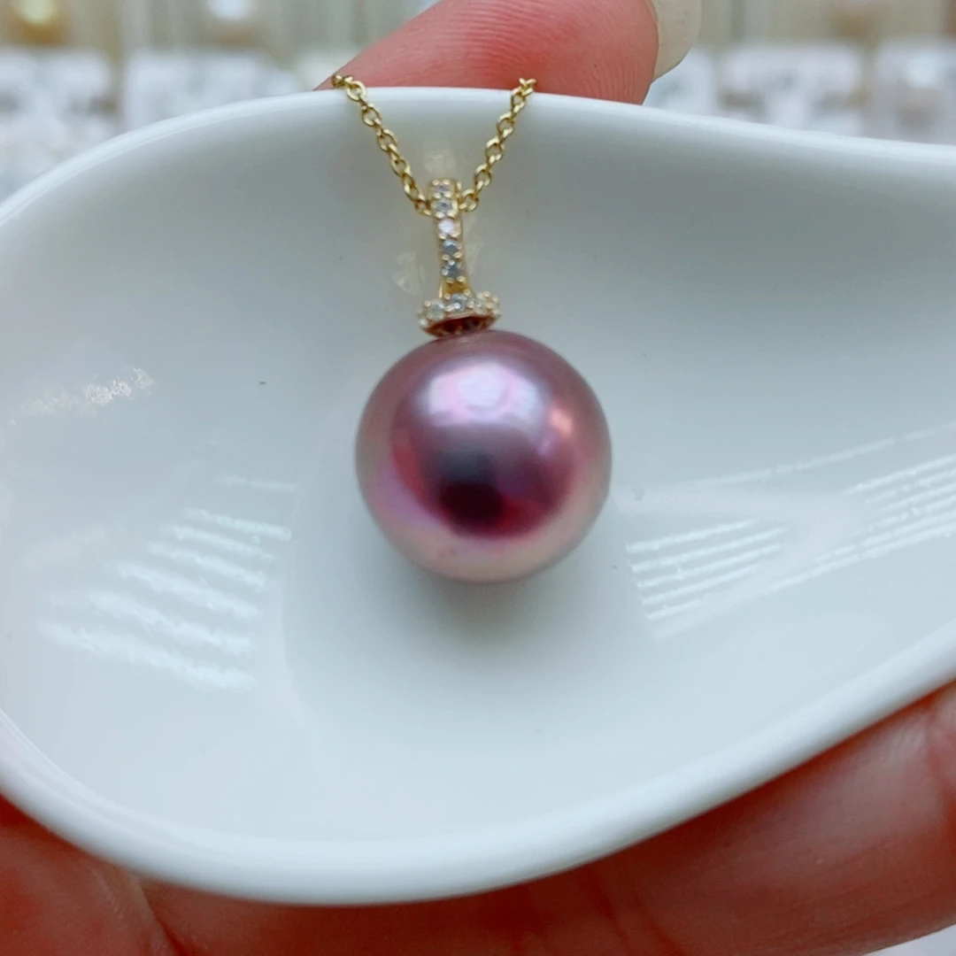 淡水珍珠银S925镶嵌吊坠(赠链)13.3mm