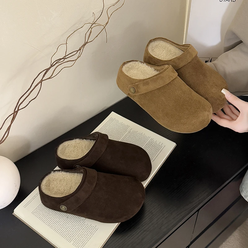 巨好看两穿软底加绒保暖棉拖鞋女秋冬新款厚底一脚蹬防滑勃肯鞋