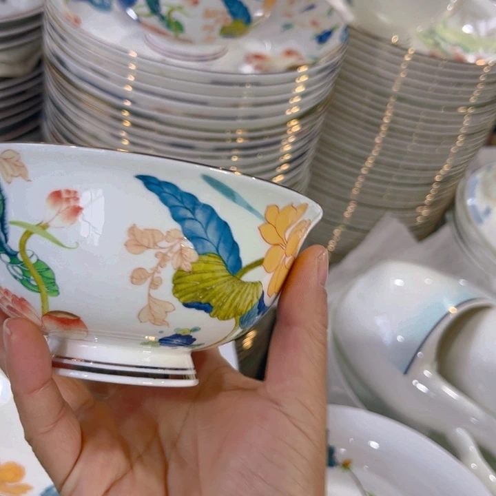 瓷片荷塘腕六个4.5寸