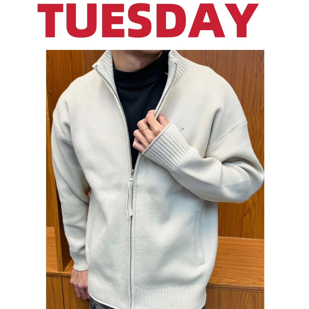 tian【POLO立领针织开衫】2025年春季轻奢潮流时尚男女同款百搭外套