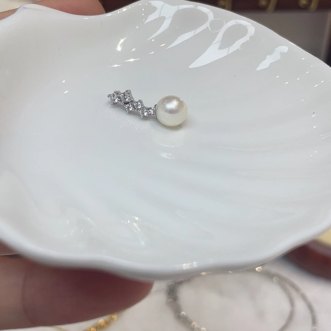 海水珍珠银S925镶嵌吊坠(不含链)