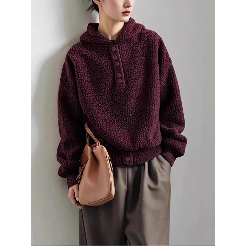 2-300斤特大码摇粒绒连帽卫衣男女秋冬宽松韩版纯色复古时髦外套