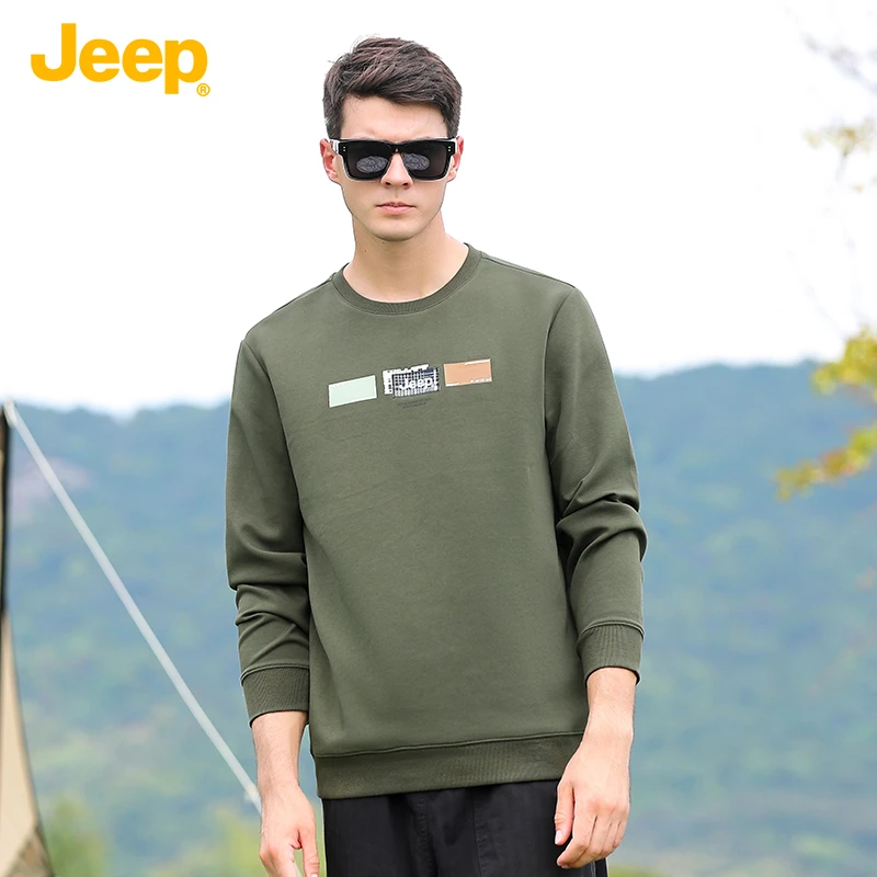 JEEP/吉普春季新款男士舒适百搭圆领上衣宽松休闲长袖卫衣287