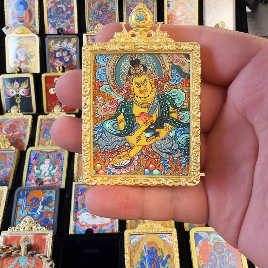 吊坠纯手绘唐卡黄财神