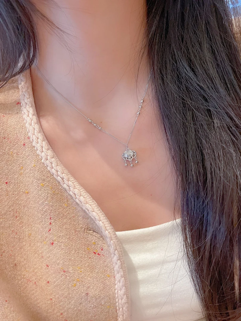 坠链均925银 纯银小福锁项链女平安锁银饰