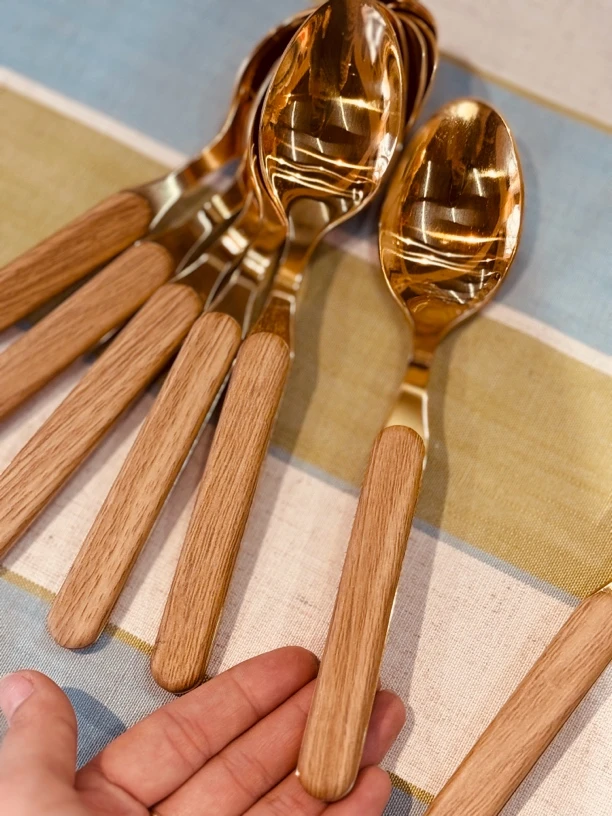 10个装仿木手柄加粗饭勺