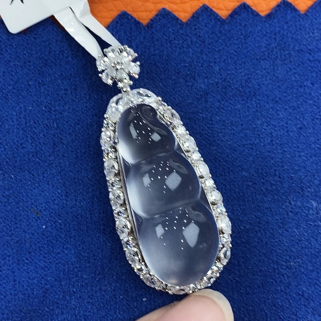 虫***飞银S925镶嵌吊坠石英质玉