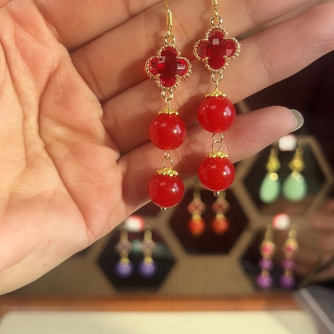 珐琅合金925银耳饰