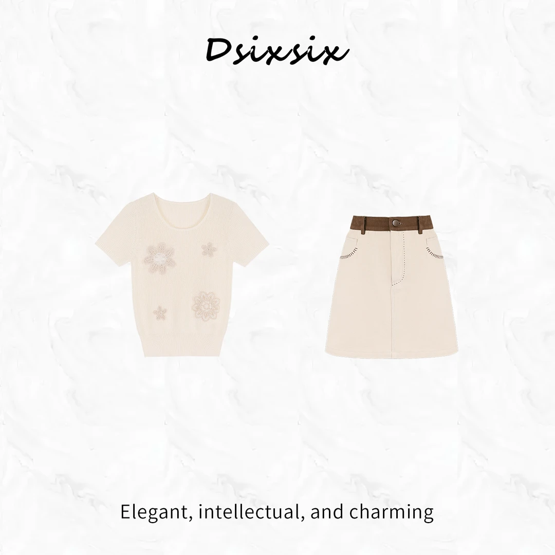 Yeah Me/也觅【白日山茶】夏季新款甜美气质简约百搭半身裙套装女