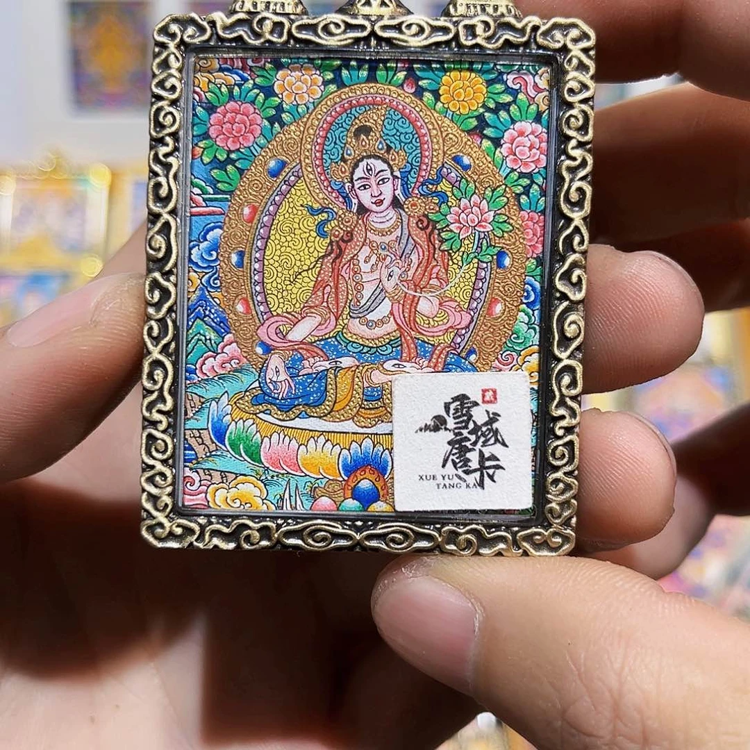 吊坠青海热贡纯手绘白度母