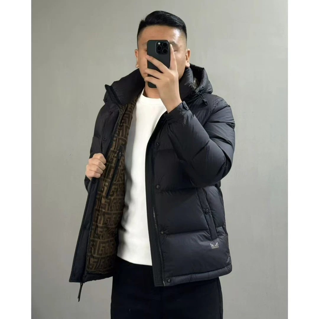 男士新款羽绒服9697H1020黑色连帽休闲简约百搭保暖