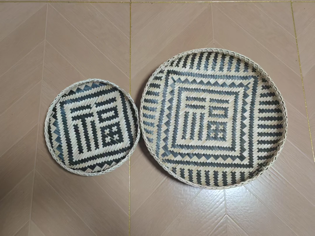 2个福字竹编簸箕45+30厘米福字簸箕