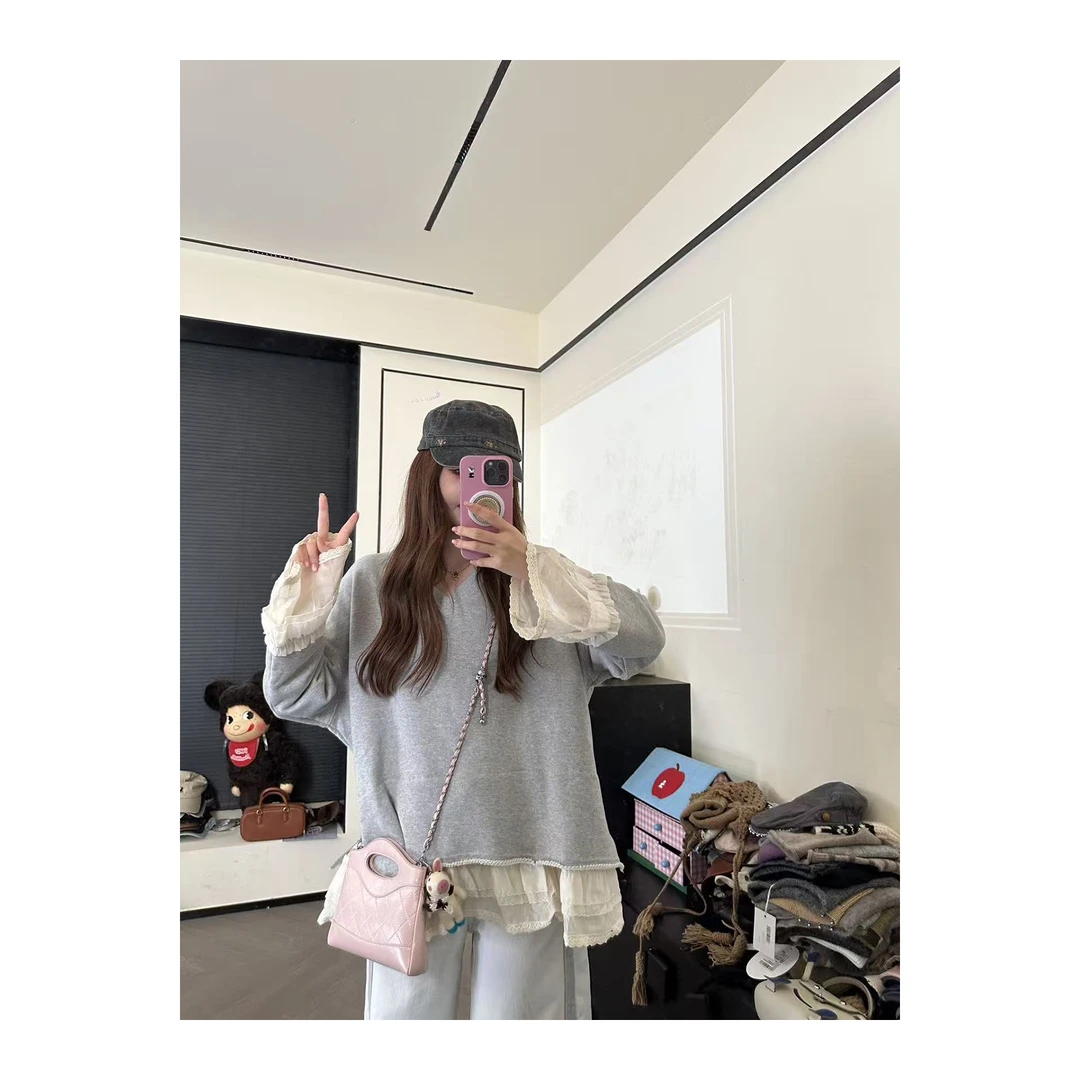 CHACHA【高志秀场】秋季新款花边设计套头卫衣